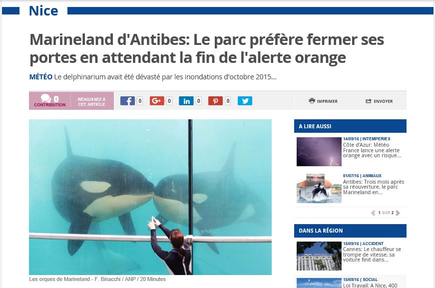 Marineland d’Antibes: Le parc préfère fermer ses portes en attendant la fin de l’alerte orange