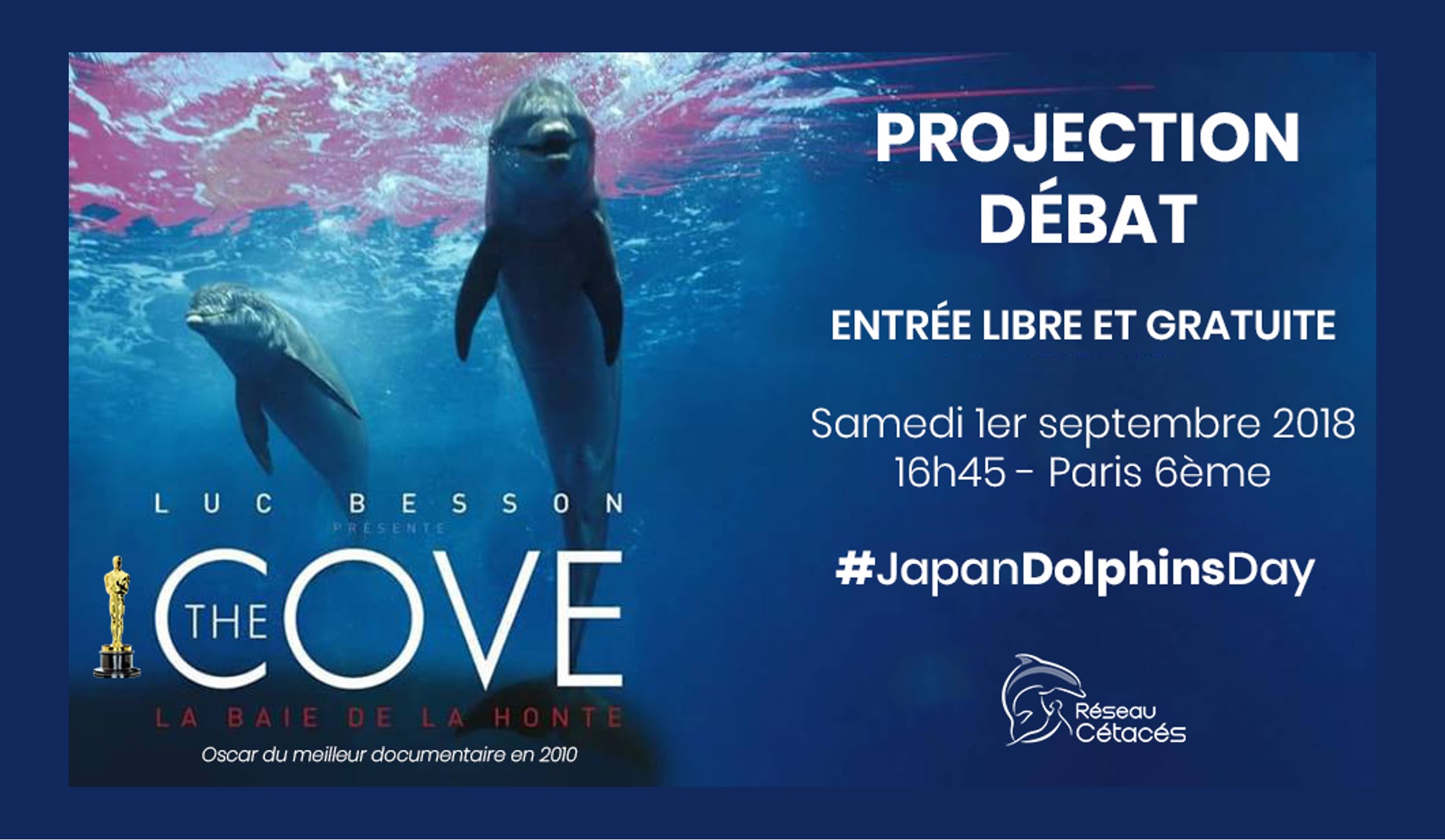 Invitation projection « The Cove, la baie de la Honte », Paris 1er septembre 2018 – Communiqué de Presse