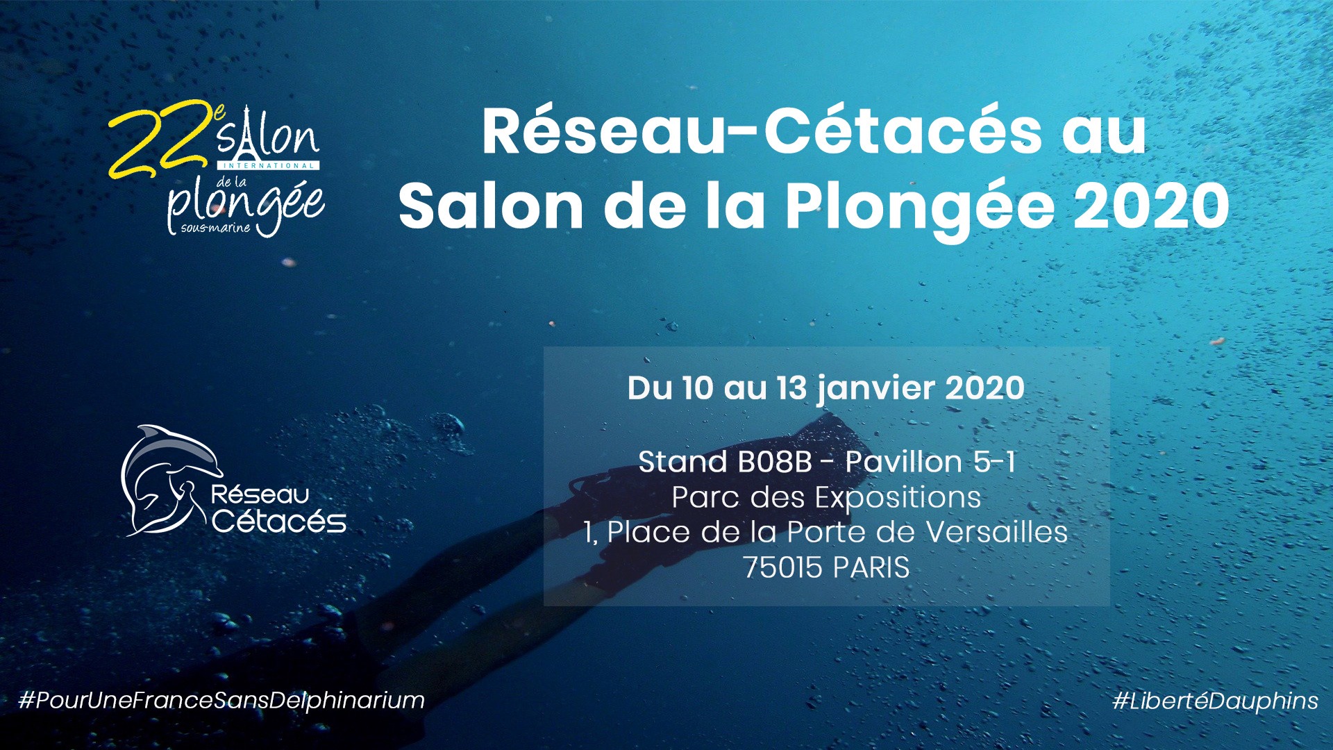 Réseau-Cétacés au Salon de la Plongée, du 10 au 13 janvier 2020 ~ Paris